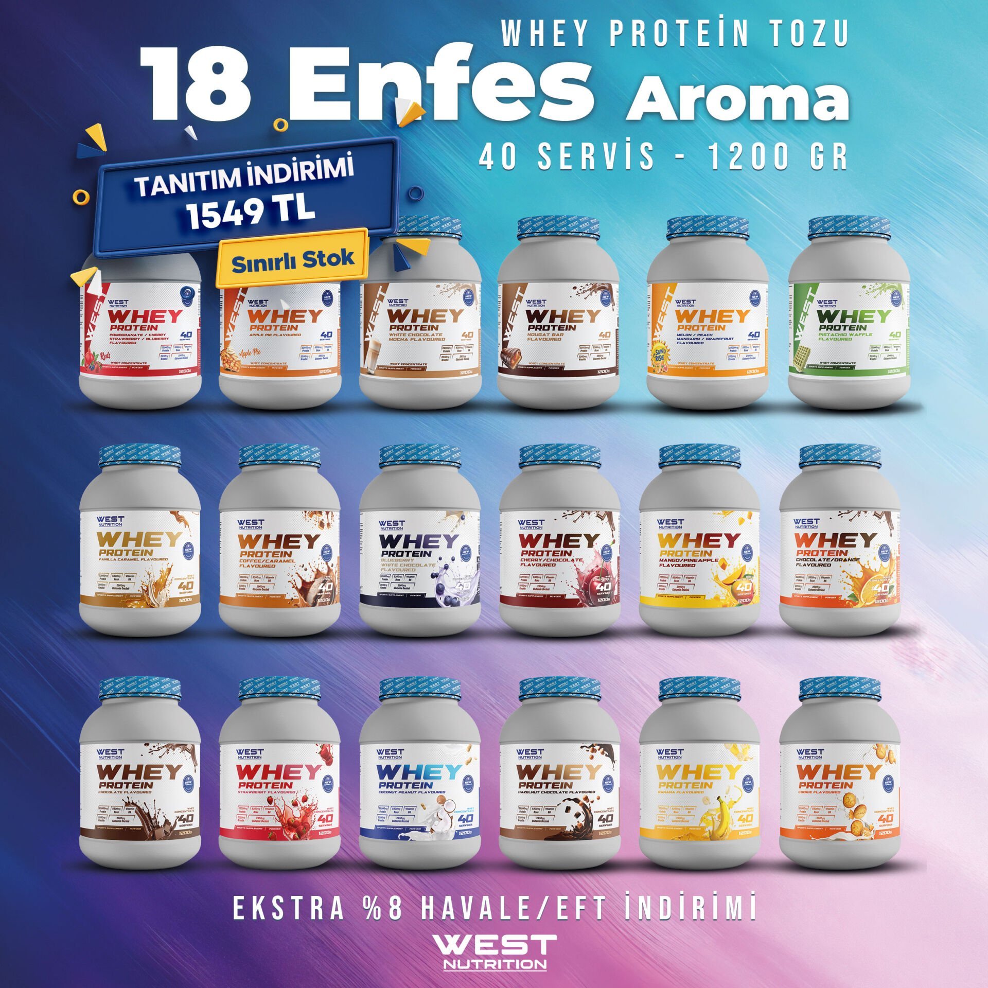 Whey Protein Tozu 1200 gram 40 Servis