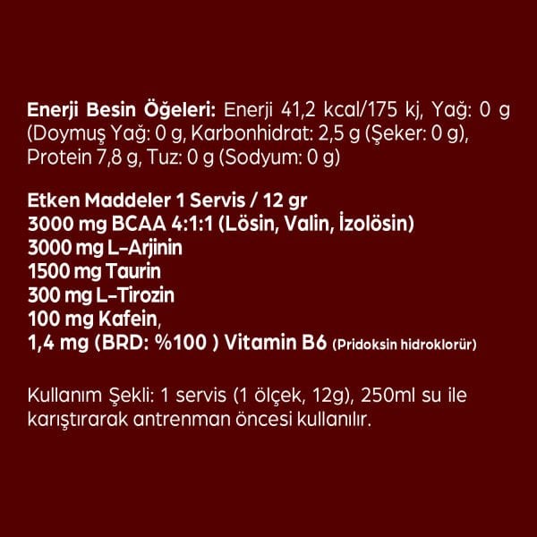 Amino Beat BCAA, L-Arjinin, Kafein, Tirozin - Vişne ve Çilek Aromalı 144 gr 12 Servis