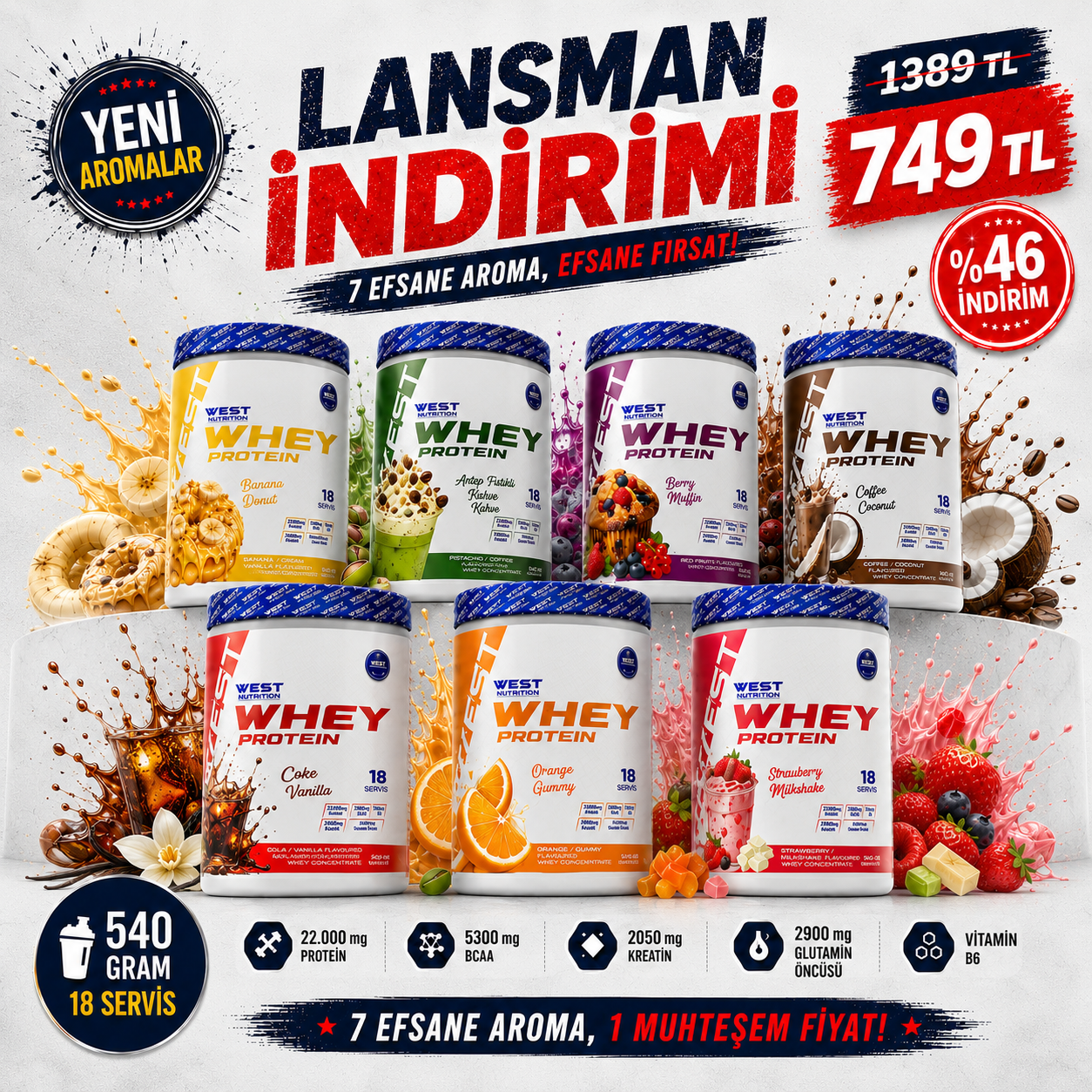 Whey Protein Tozu 540 gr 18 Servis Ailenin Yeni Üyeleri