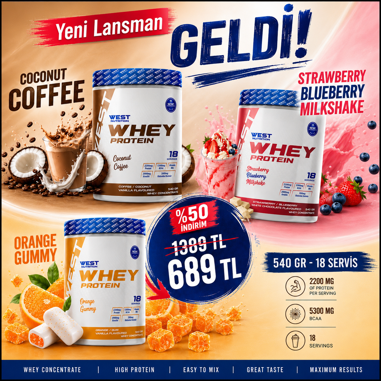 Whey Protein Tozu 540 gr 18 Servis Ailenin Yeni Üyeleri