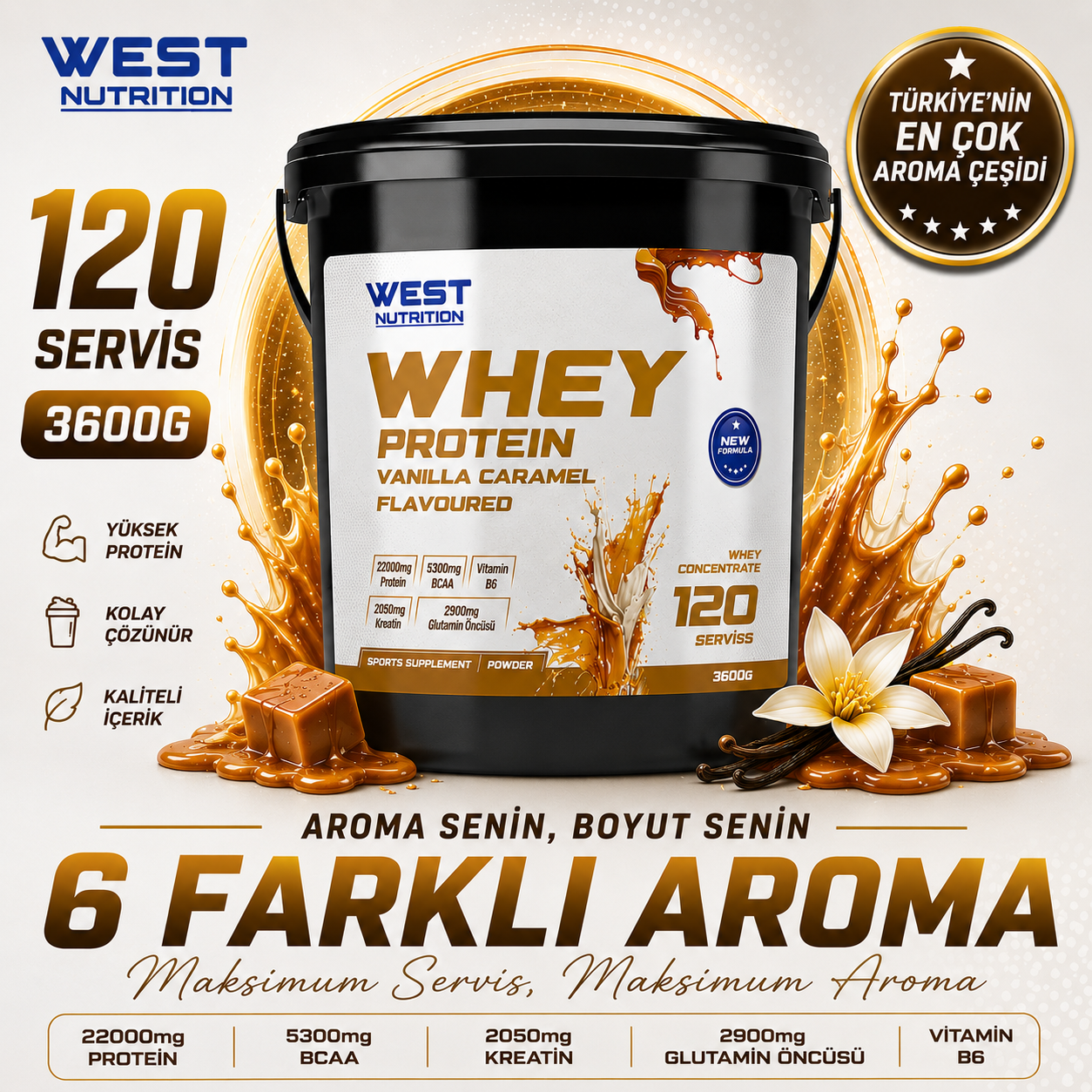 Whey Protein Tozu 3600 gr 120 Servis