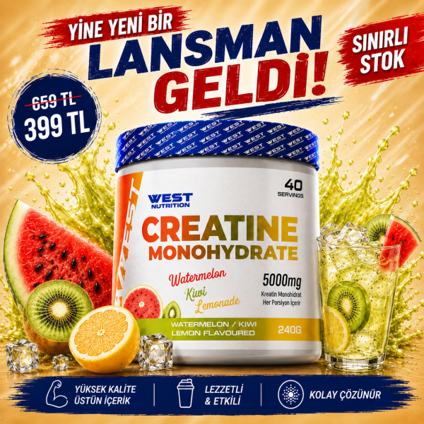Kreatin Monohidrat 240 gr 40 Servis Karpuz&Kivi Limonata