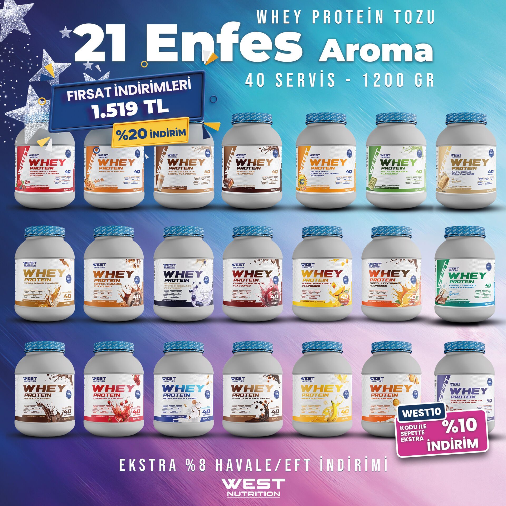 Whey Protein Tozu 1200 gram 40 Servis