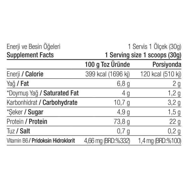 Whey Protein Tozu 540 gr 18 Servis ALL STAR