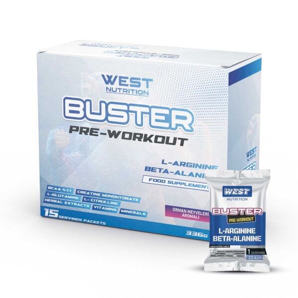 Buster Preworkout L-Arjinin & Beta- Alanin Saşe 22.4 gram Orman Meyveleri Aroması 15 ADET