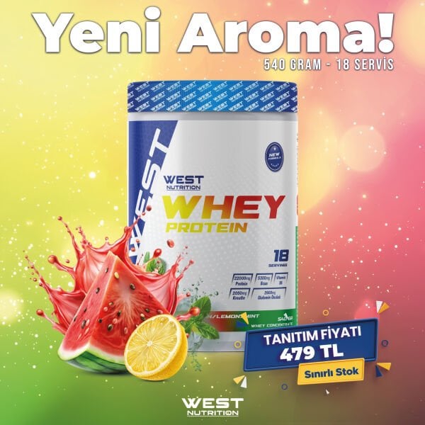 Whey Protein Tozu 540 gr 18 Servis Karpuz&Limon Aromalı