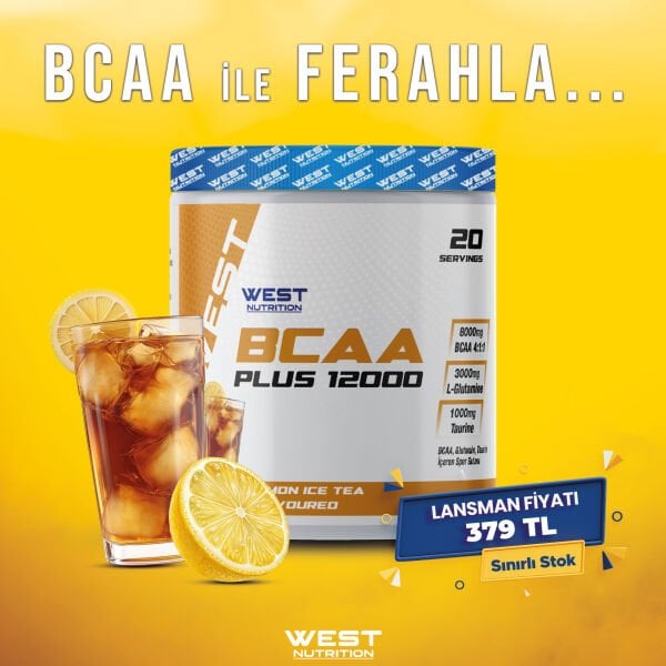 Bcaa Plus 12000 Glutamin Taurin 300 gr (20 Servis) İce Tea Limon