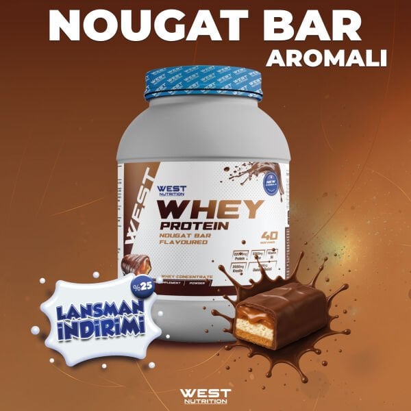 Whey Protein Tozu 1200 gram 40 Servis Nougat Bar Aromalı