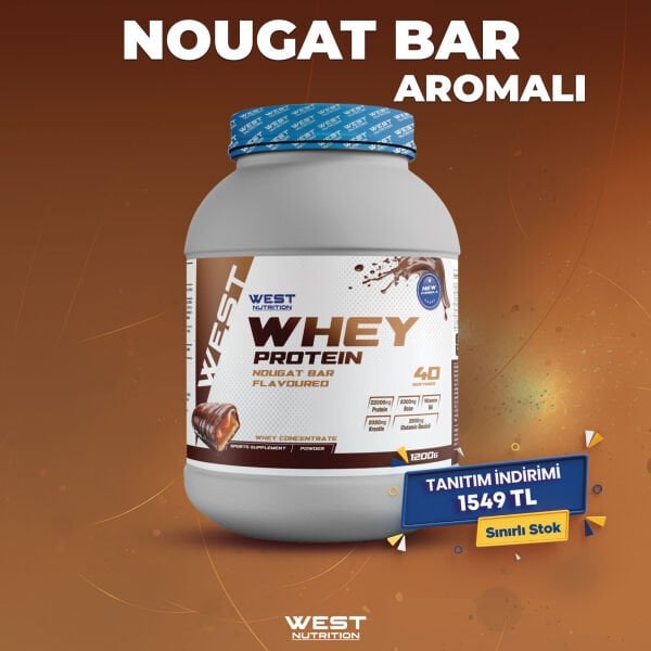 Whey Protein Tozu 1200 gram 40 Servis Nougat Bar Aromalı