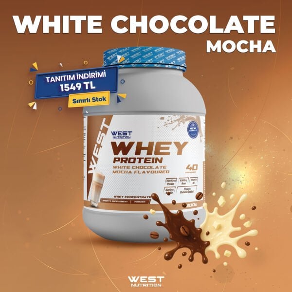 Whey Protein Tozu 1200 gram 40 Servis White Chocolate Mocha Aromalı