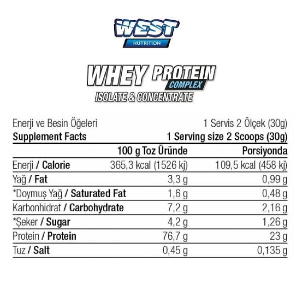 Kompleks Protein Tozu - Whey Complex İzole & Konsantre 15 Servis 450 gr