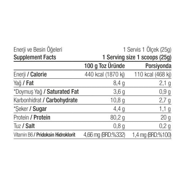 Saf Aromasız WPC80 400 gr 16 Servis +VitaminB6