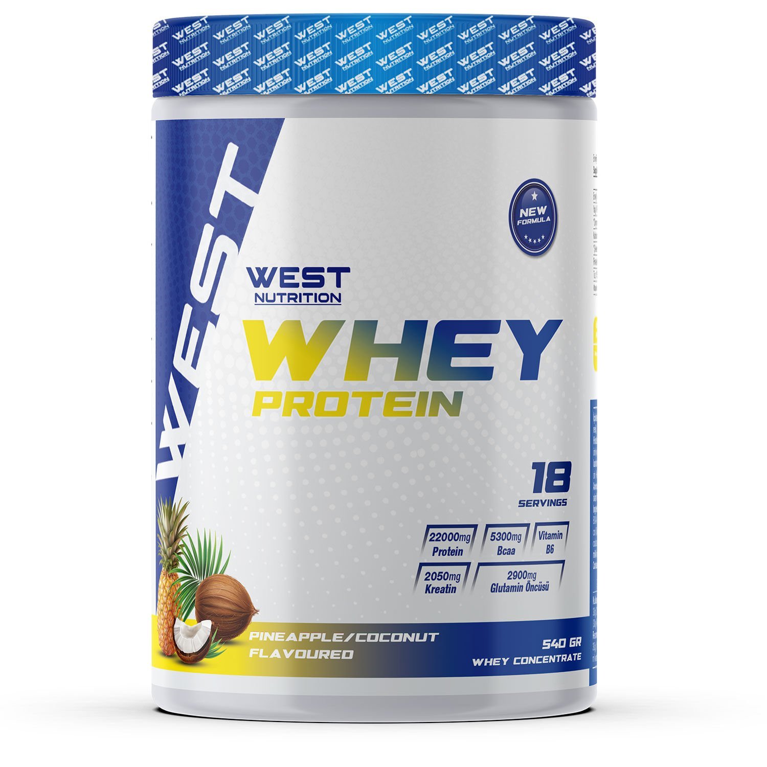 Whey Protein Tozu 540 gr 18 Servis Yer Hindistan Cevizi&Ananas Aromalı