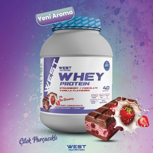 Whey Protein Tozu 1200 gram 40 Servis Çilek&Çikolata Bar Aromalı Parçacıklı