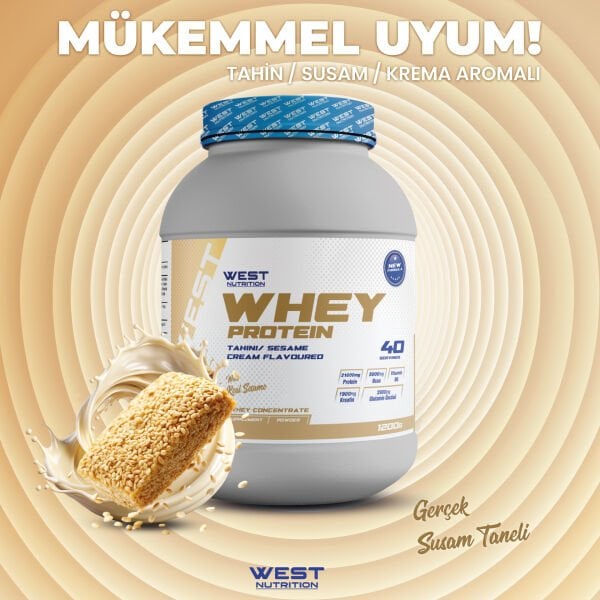 Whey Protein Tozu 1200 gram 40 Servis Tahin Krema Aromalı Susamlı
