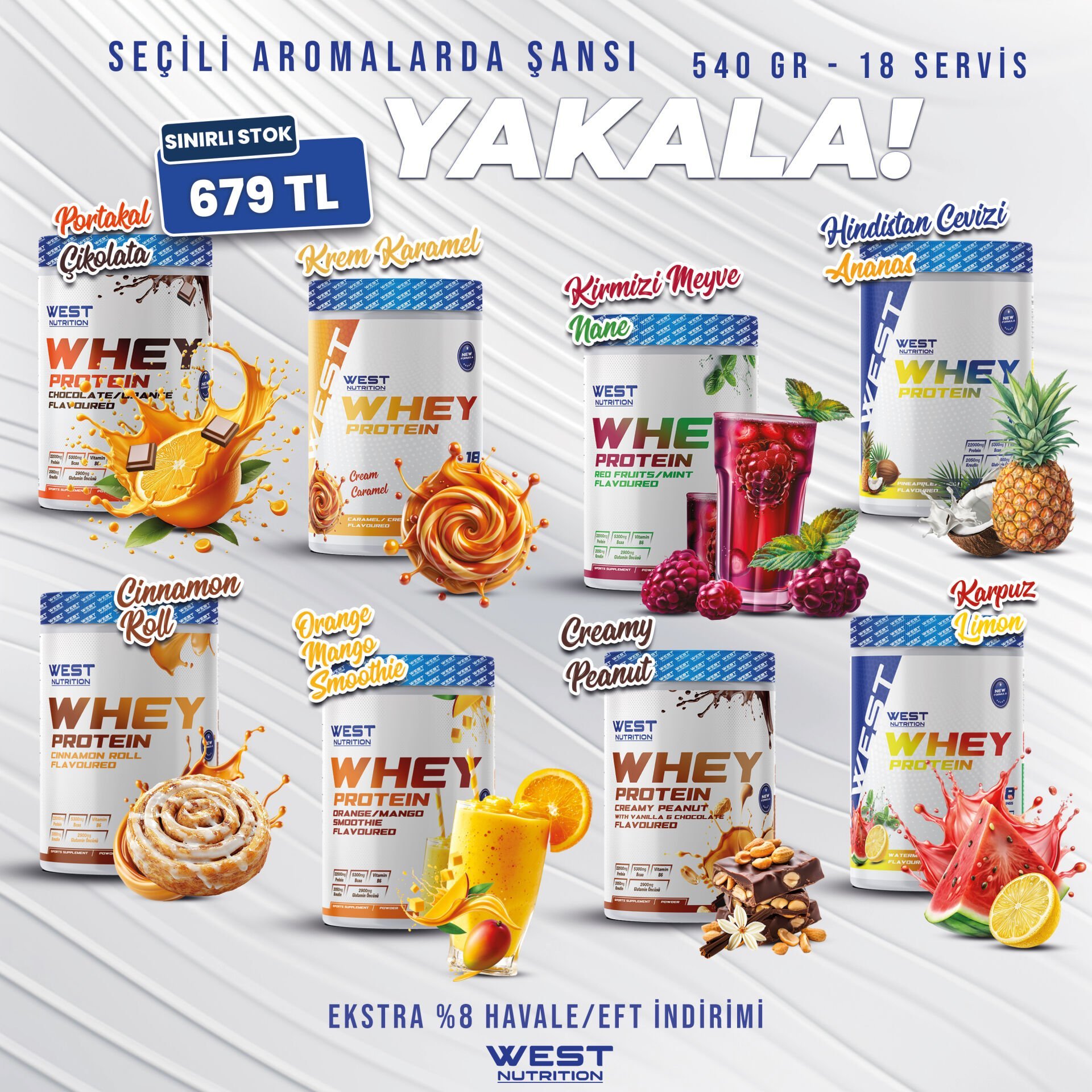 Whey Protein Tozu 540 gr 18 Servis Son İndirimi Yakala