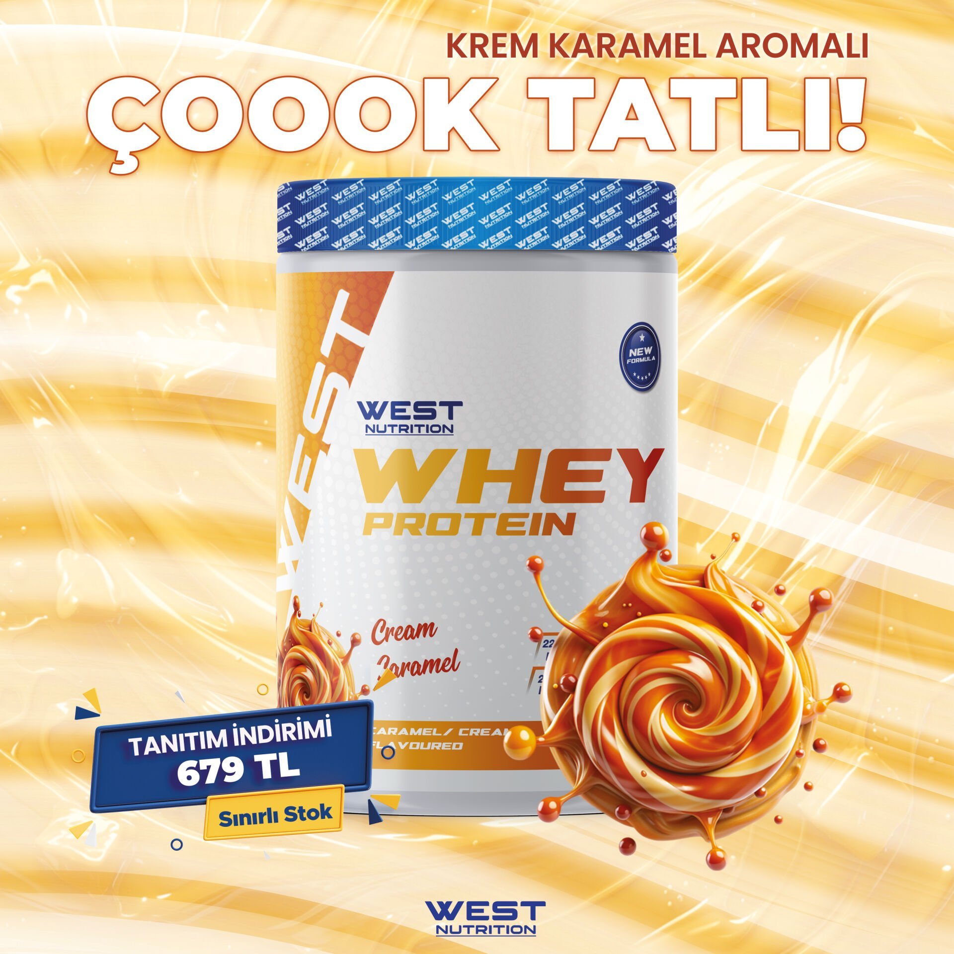 Whey Protein Tozu 540 gr 18 Servis Krem Karamel Aromalı