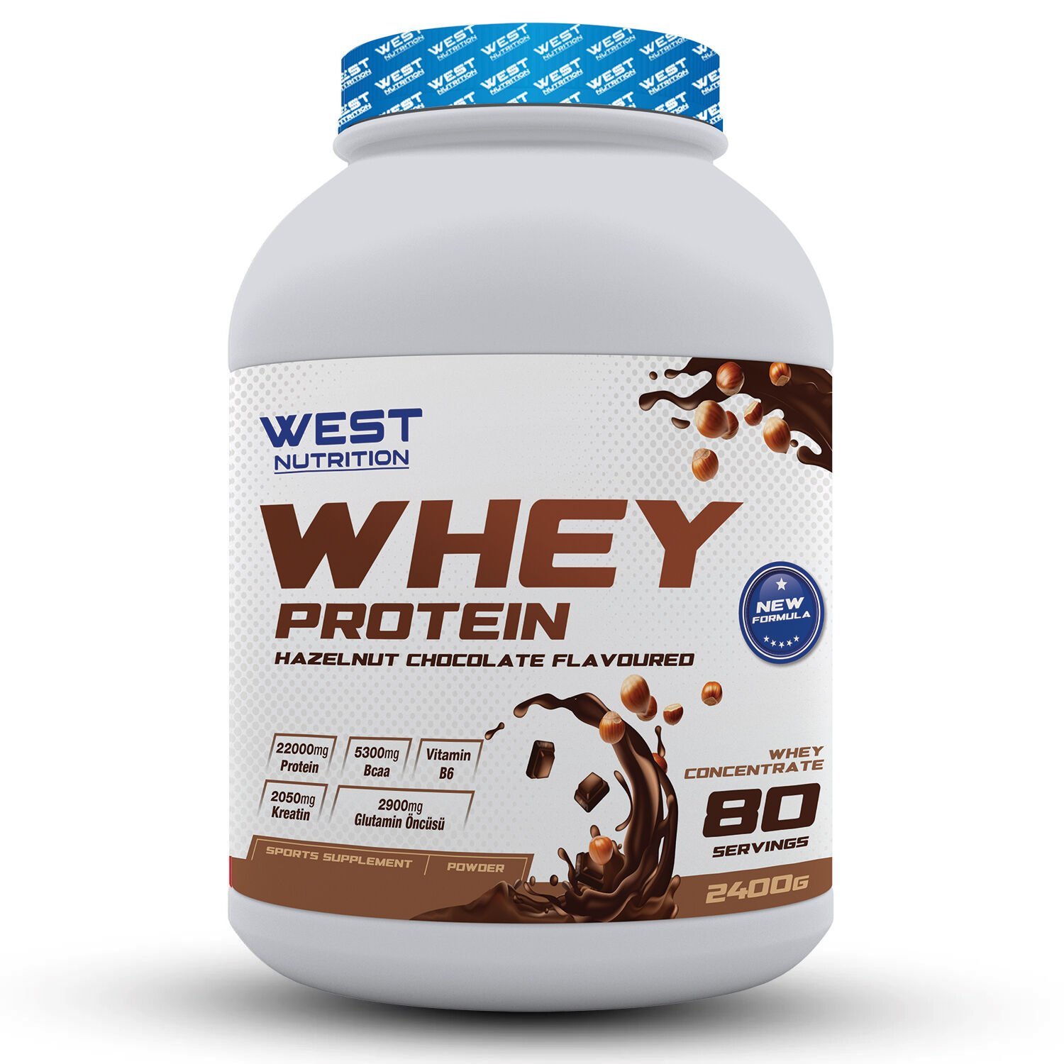 Whey Protein Tozu 2400 gr 80 Servis Fındık Çikolata
