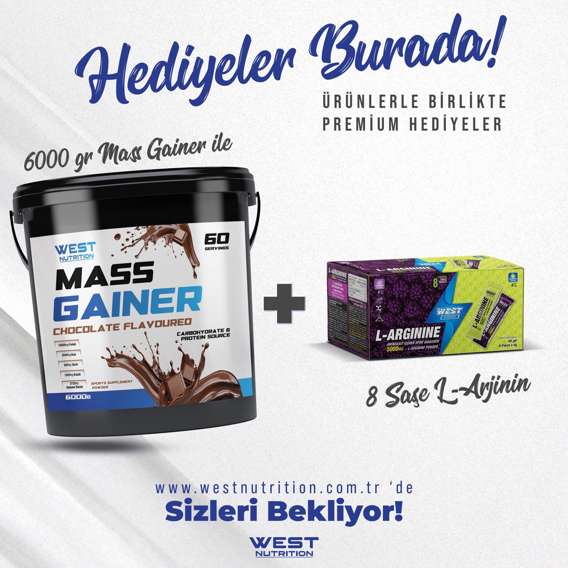 Mass Gainer Karbonhidrat Tozu 6000 gr 60 Servis