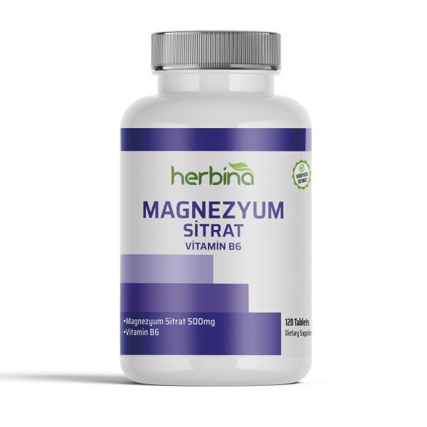 Magnezyum Sitrat +Vit B6 500 mg 120 Tablet