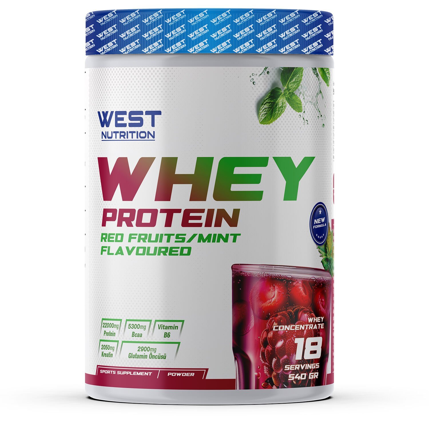 Whey Protein Tozu 540 gr 18 Servis Kırmızı Meyveler Nane Aromalı
