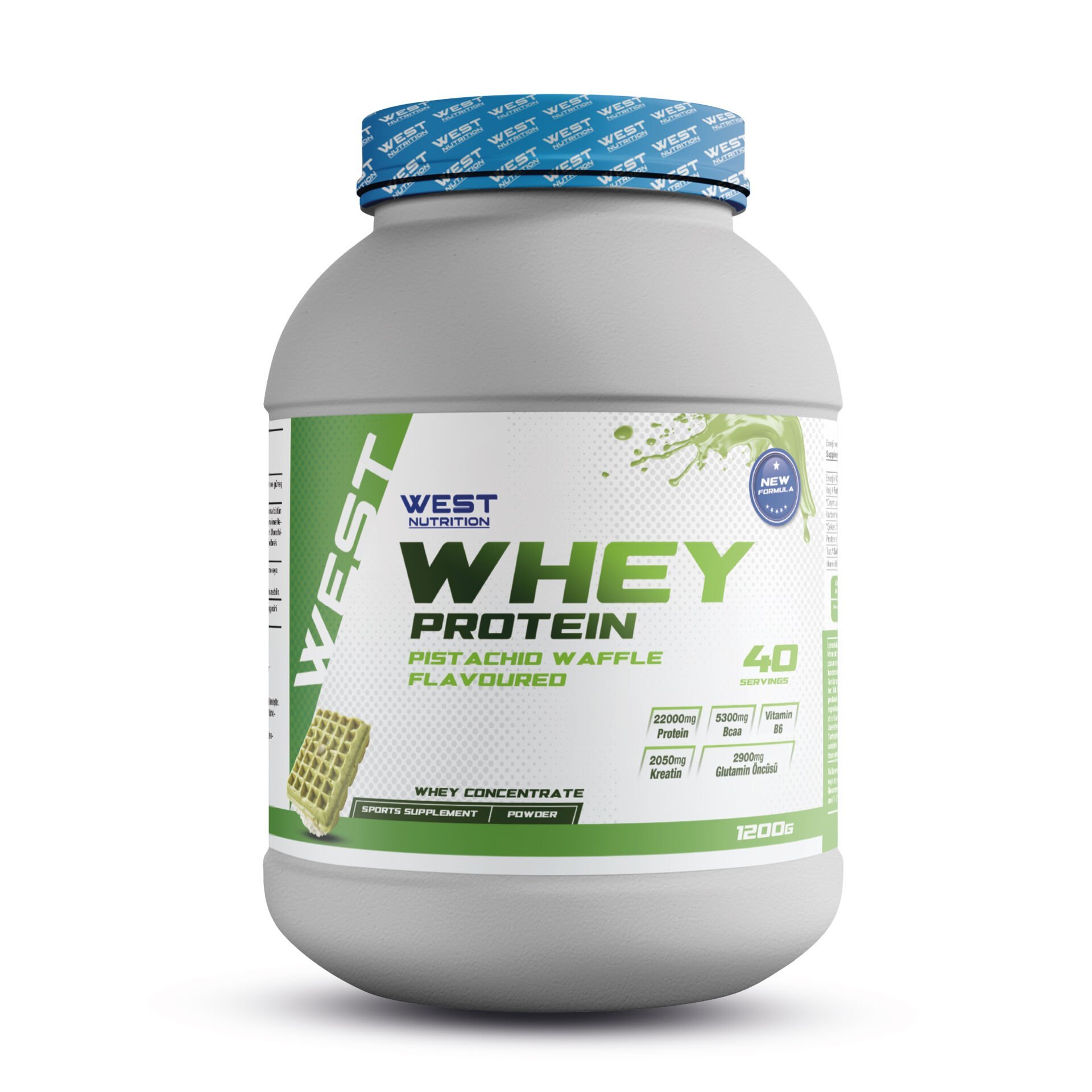 Whey Protein Tozu 1200 gram 40 Servis Antep Fıstıklı Waffle Aromalı