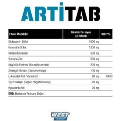 Artitab Glukozamin Sülfat - Kondroitin Sülfat - MSM - Hyaluronik Asit - Tip 2 Kollajen 90 Tablet