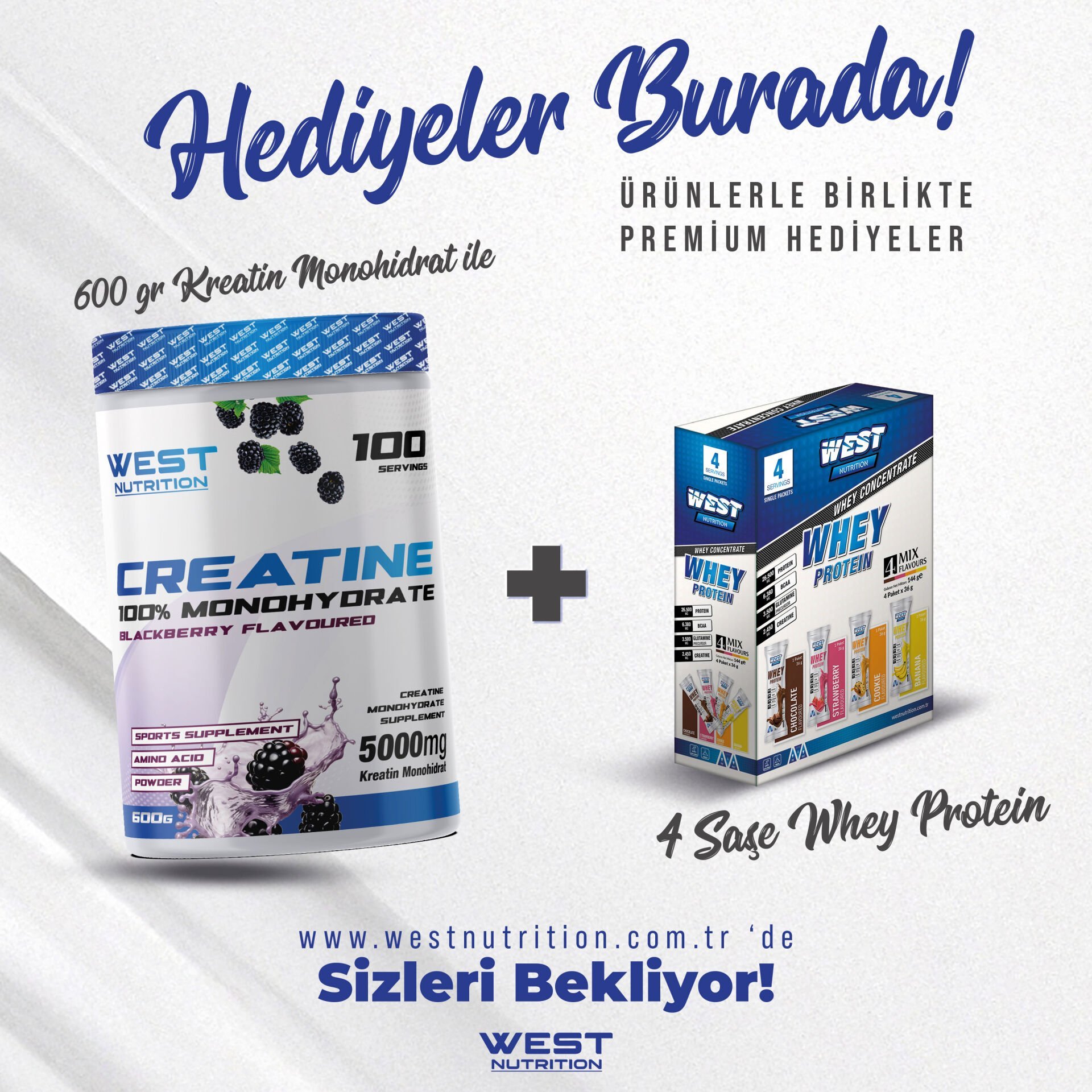 Kreatin Monohdirat 600 gr 100 Servis Aroma Seçenekli