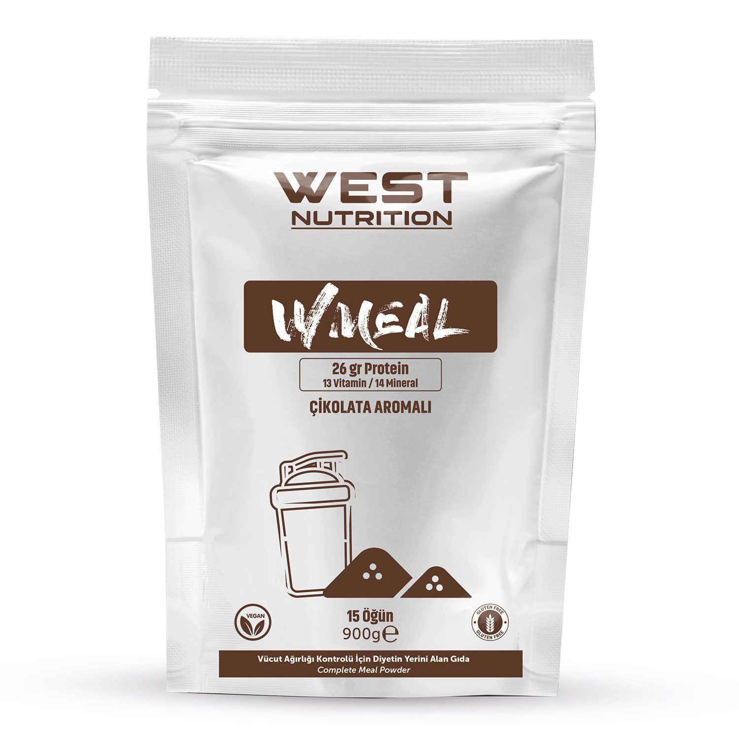 WMEAL Öğün Tozu 900 gr 15 Öğün Çikolata - Tek Servis Whey Protein Tozu