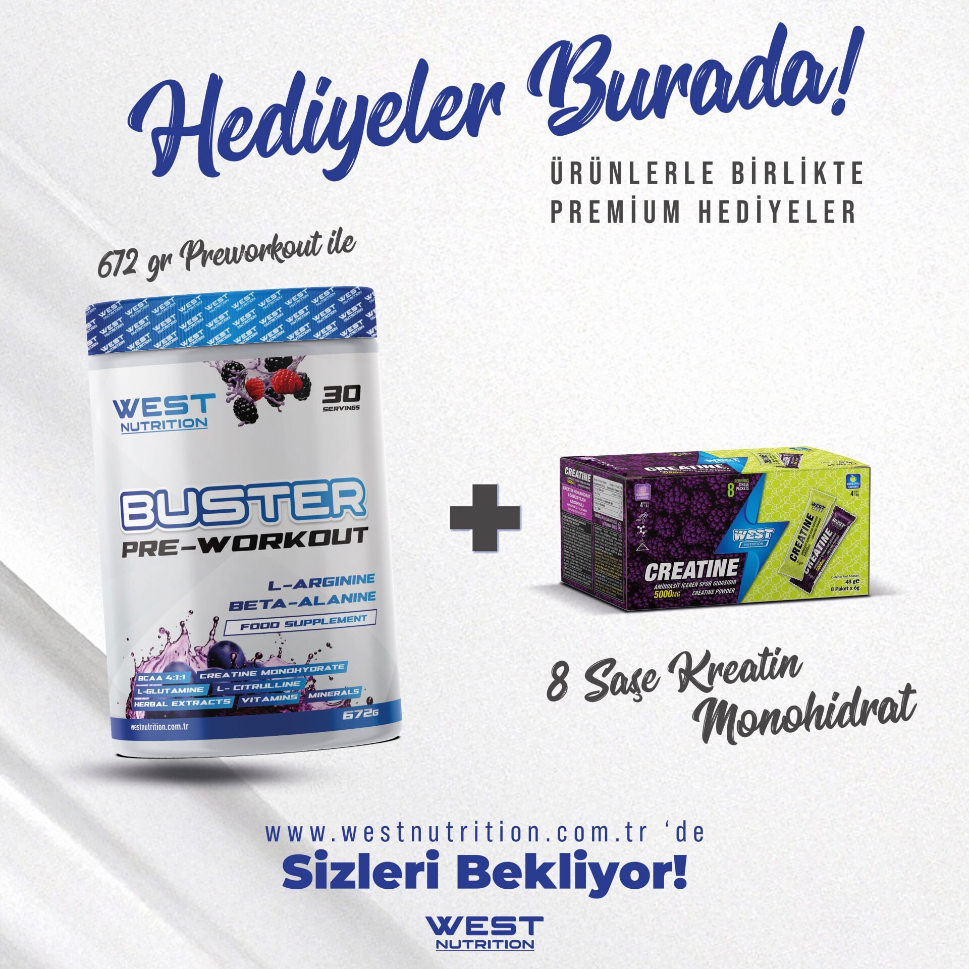 Buster Preworkout L-Arjinin & Beta- Alanin 30 Servis 672 gram Orman Meyveleri Aroması