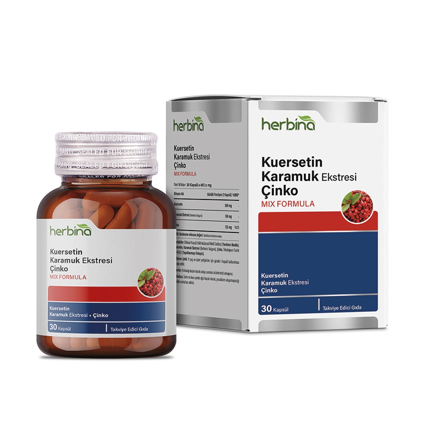 Kuersetin Karamuk Ekstresi (Berberin) Çinko 30 Kapsül