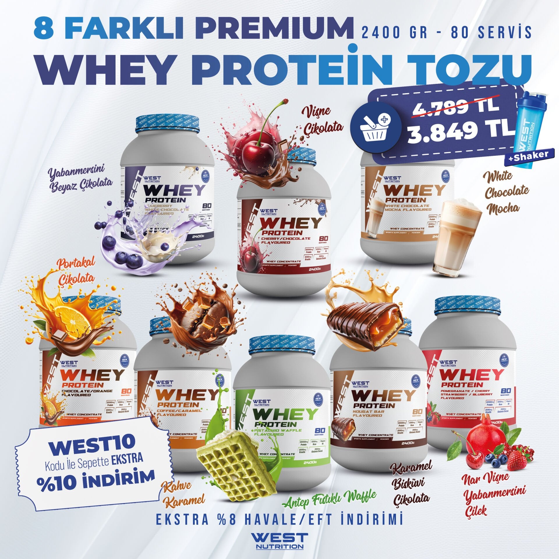 Whey Protein Tozu 2400 gr 80 Servis LANSMAN Ekonomik Whey