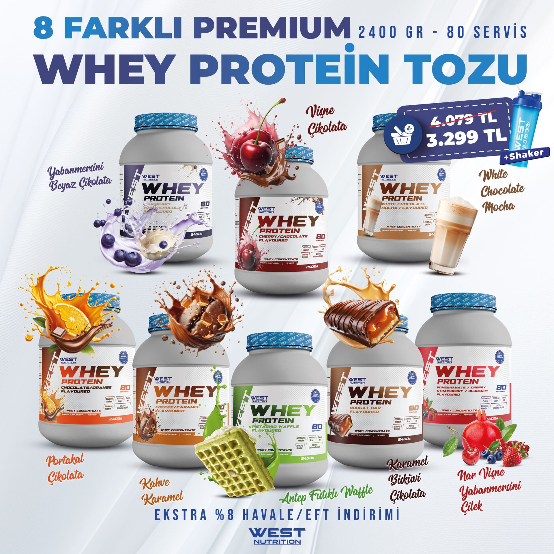 Whey Protein Tozu 2400 gr 80 Servis LANSMAN Ekonomik Whey