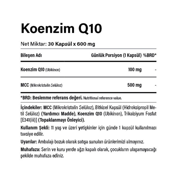 Koenzim Q10 100 mg 30 Kapsül