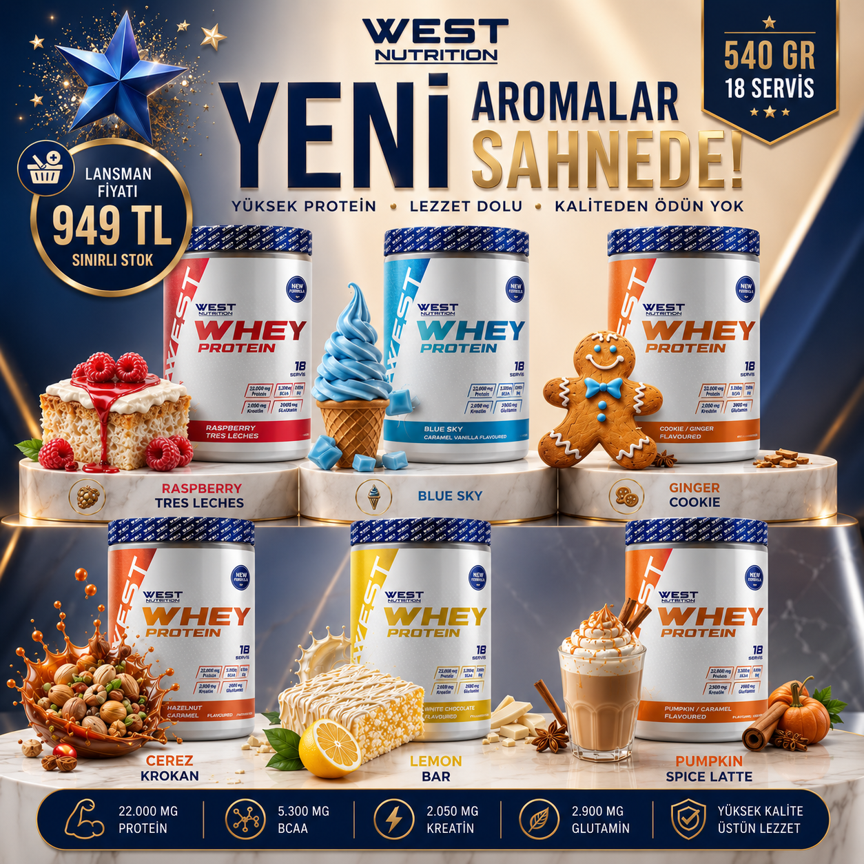 Whey Protein Tozu 540 gr 18 Servis Aromanın Yıldızları