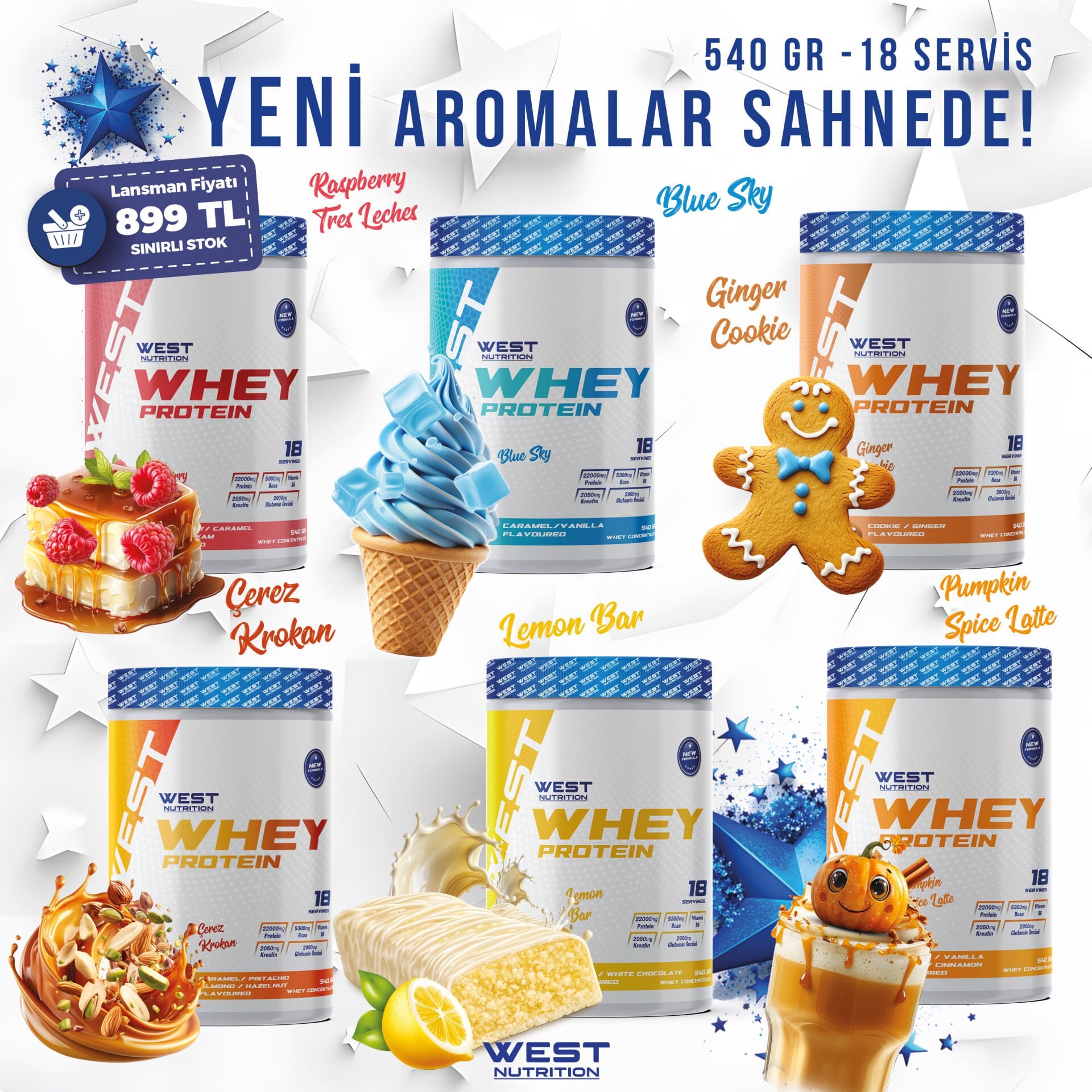 Whey Protein Tozu 540 gr 18 Servis Aromanın Yıldızları