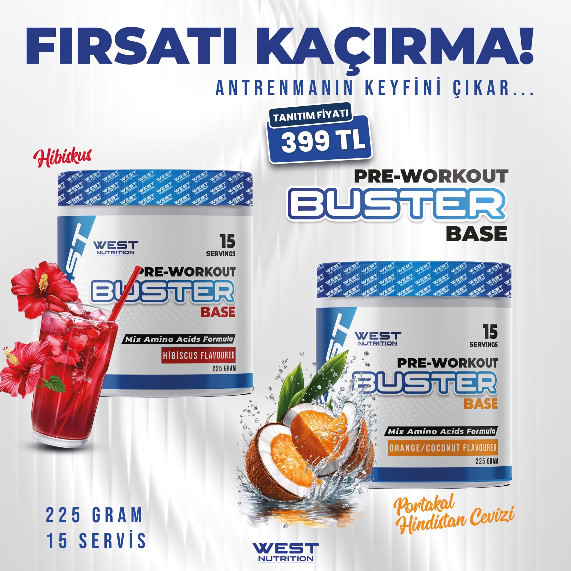 Buster Base Preworkout 225 gr 15 Servis