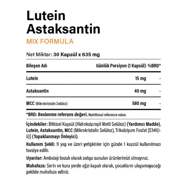 Lutein Astaksantin 30 Kapsül