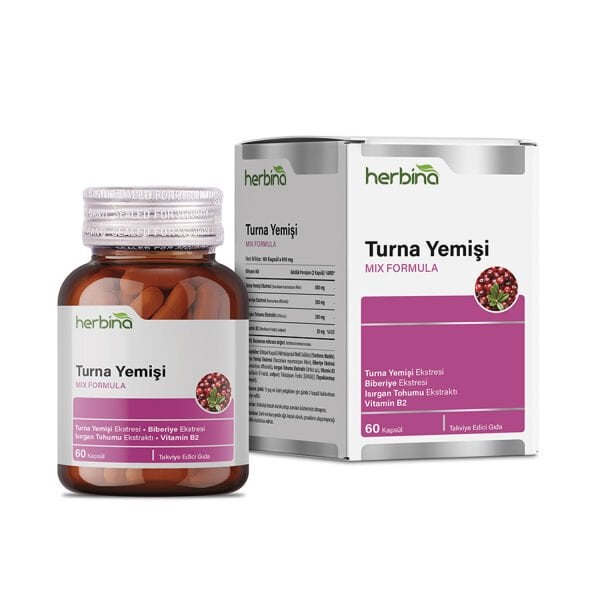 Turna Yemişi, Biberiye, Isırgan Otu, Vitamin B2 60 Kapsül