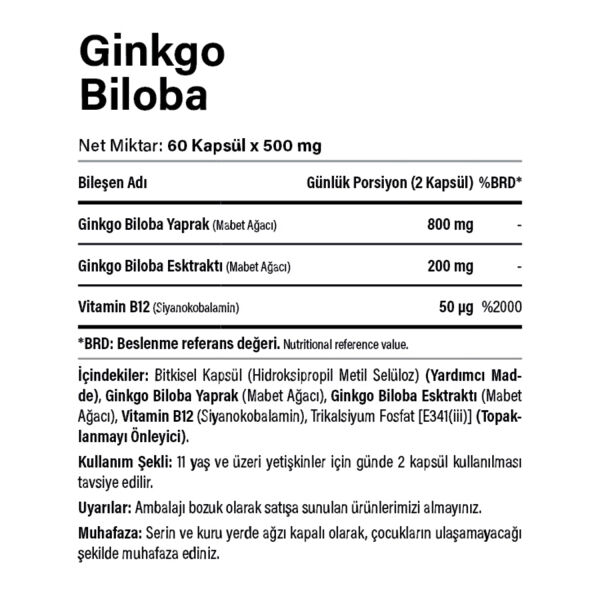 Ginkgo Biloba 60 Kapsül