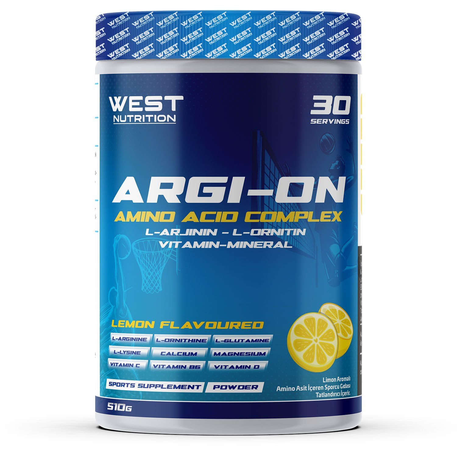 ARGION L-Arjinin L-Ornitin Amino Asit Kompleks 510 gr 30 Servis Limon Aromalı