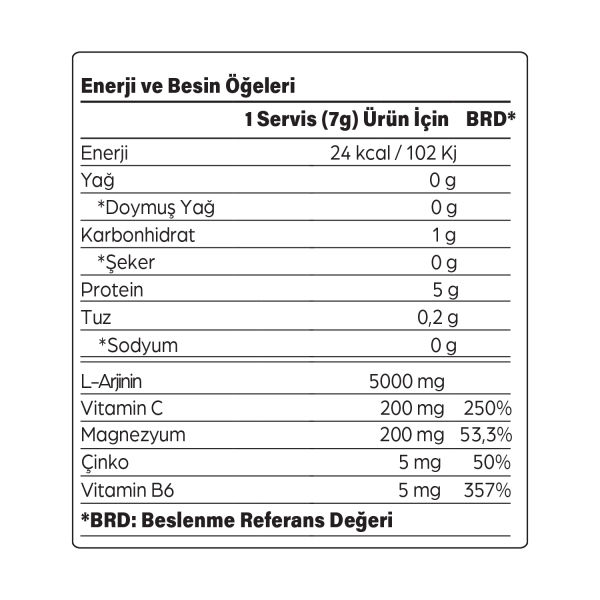 L-Arjinin ZMA Vitamin C 280 gr 40 Servis Portakal Aromalı