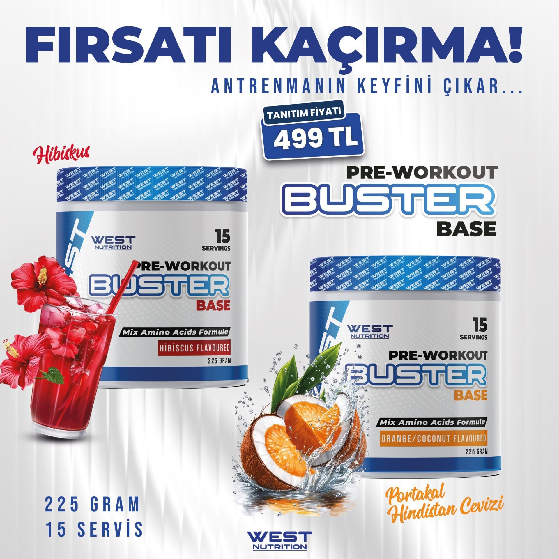 Buster Base Preworkout 225 gr 15 Servis