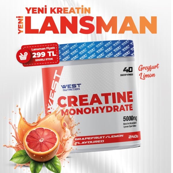 Kreatin Monohidrat 240 gr 40 Servis Greyfurt&Limon