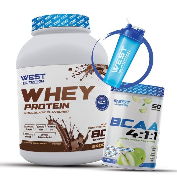 Whey Protein Tozu 2400 gram - BCAA 4:1:1 500 gr Paketi Çilek - Nar