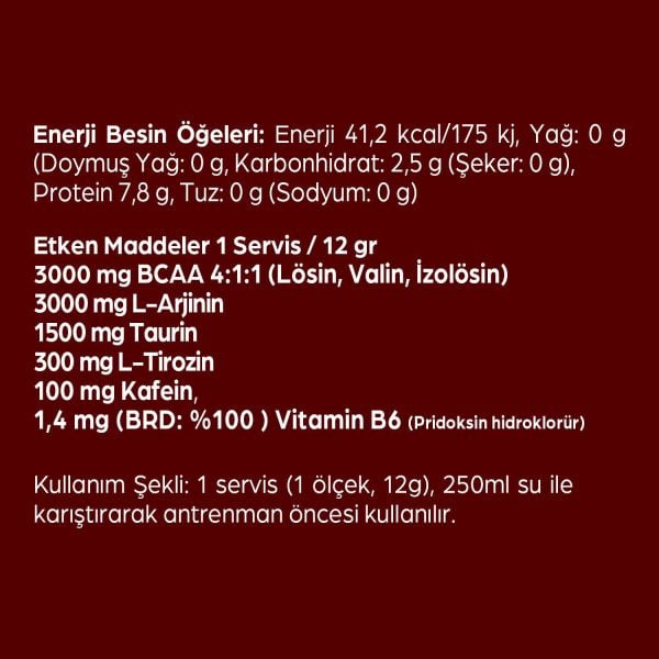 AMİNO BEAT BCAA L-Arjinin Kafein Tirozin 360 gr 30 Servis Vişne&Çilek Aromalı