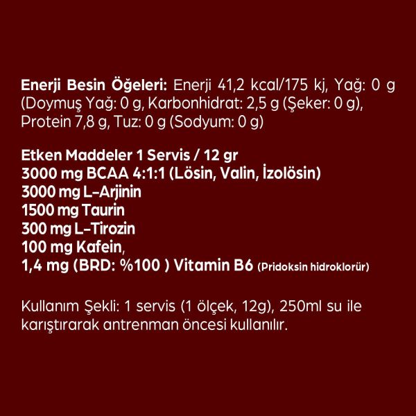 AMİNO BEAT BCAA L-Arjinin Kafein Tirozin 360 gr 30 Servis Vişne&Çilek Aromalı
