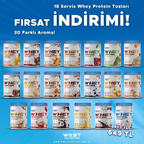 Whey Protein Tozu 540 gr 18 Servis Efsane Aromalar Fırsat