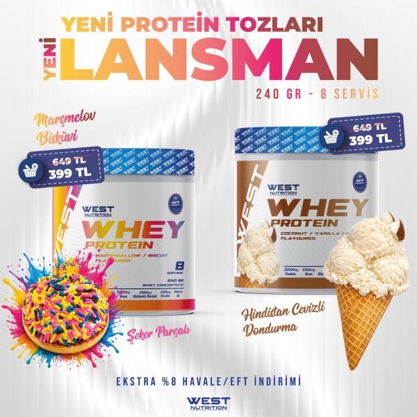 Whey Protein Tozu 240 gr 8 Servis Lansman