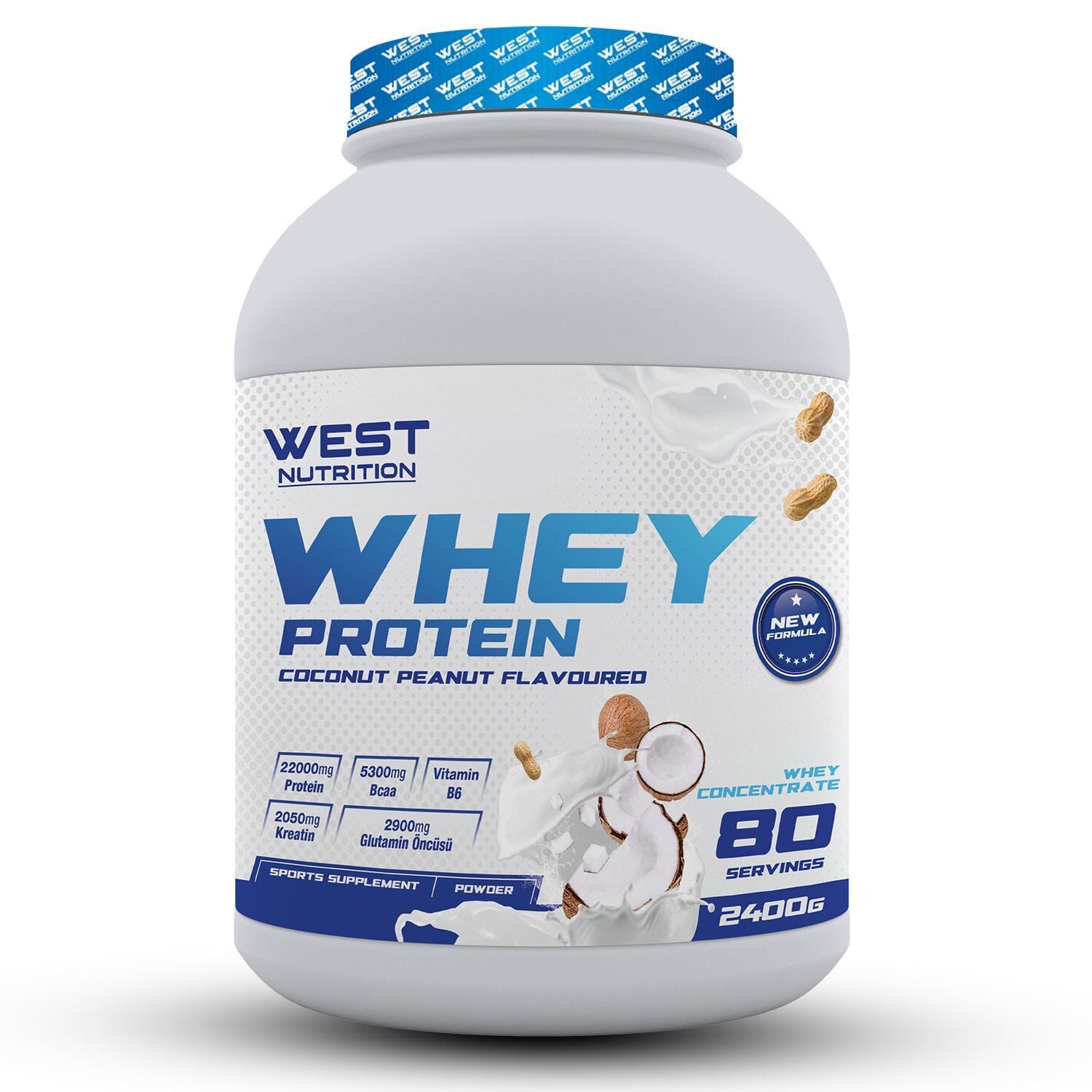 Whey Protein Tozu 2400 gr 80 Servis Hindistan Cevizi